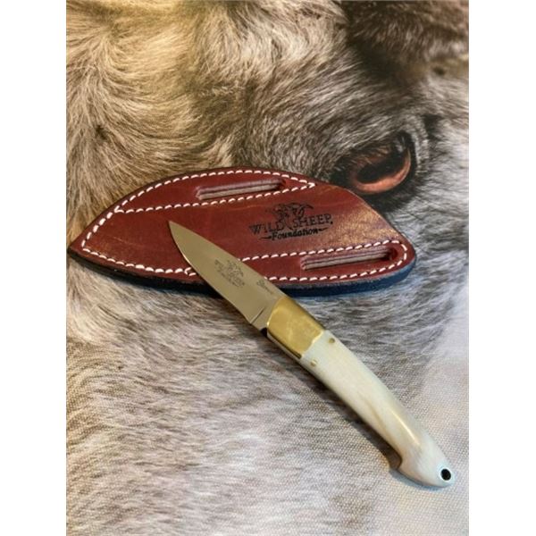 Custom RWL Stainless Gentlemen's Blade Sheep Horn Handle w/ WSF Logo on Blade
