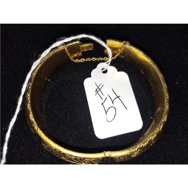 ANTIQUE GOLD BANGLE BRACELET TRI-TONE GOLD AND DESIGN