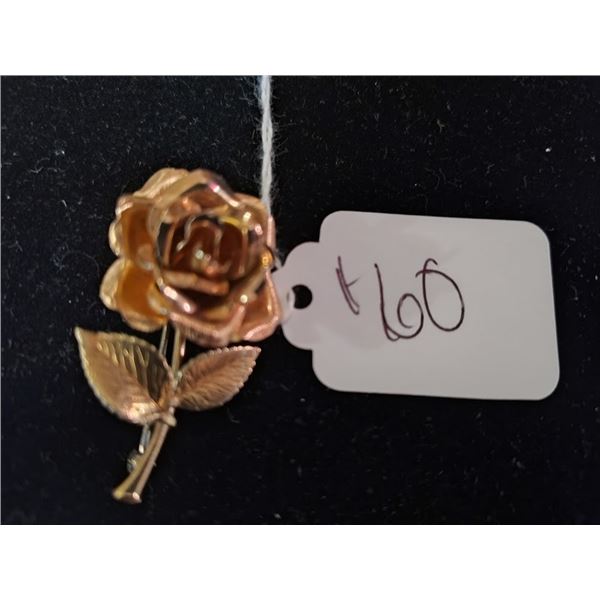 VINTAGE GOLD ROSE FLOWER PIN