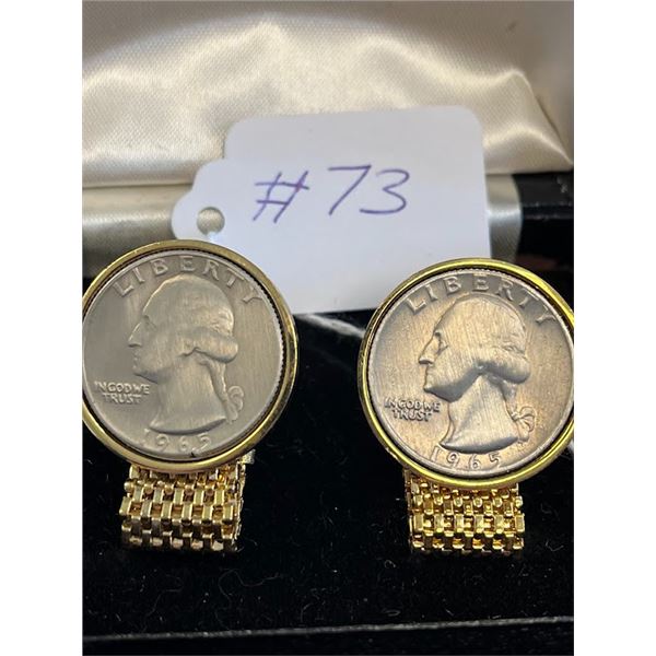 1965 VINTAGE  QUARTER CUFF LINKS  IN NEW CONDITION