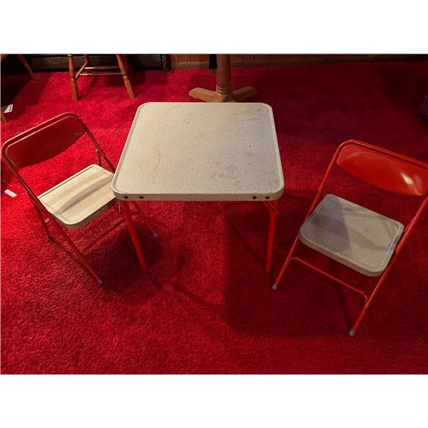 Mid Century Rare Samsonite Kids Metal 3 pc Card Table Set