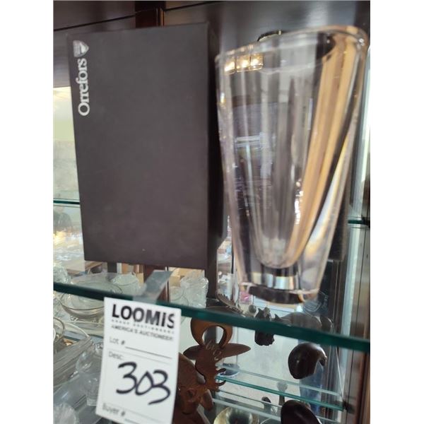 ORREFORS CRYSTAL GLASS VASE (VERY HEAVY) IN ORIGINAL BOX