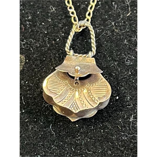 antique gold necklace w gold purse locket / tested gold positive