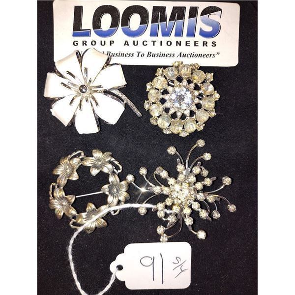 S/4 Vintage High Quality Fashion Pins / 2 w Crystals