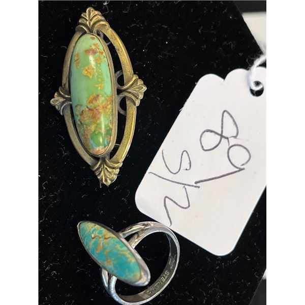S/2 Vintage Sterling Silver & Turquoises Items