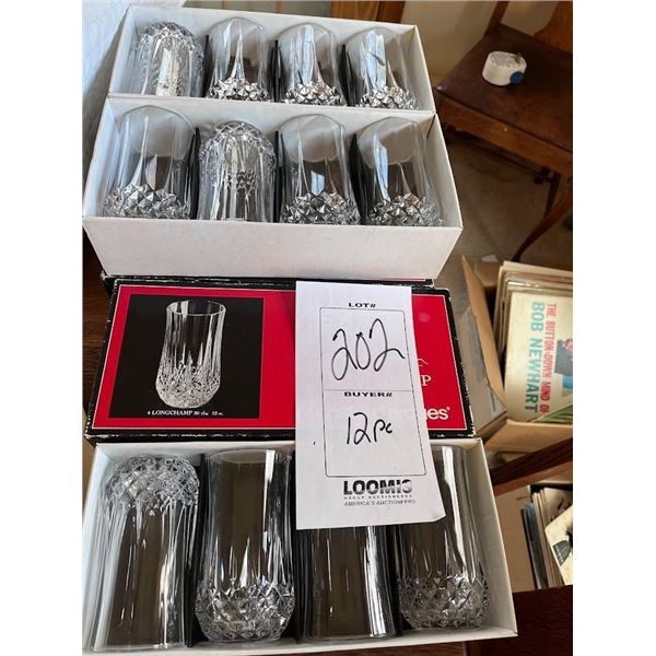 S/12 PC CLEAR CRYSTAL WATER GLASSES