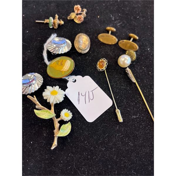 Asst Jewelry Lot w One Pin Tested Positive for Gold