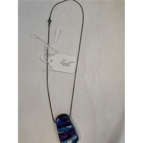Vintage Silver Necklace with Multi Color Glass Stone