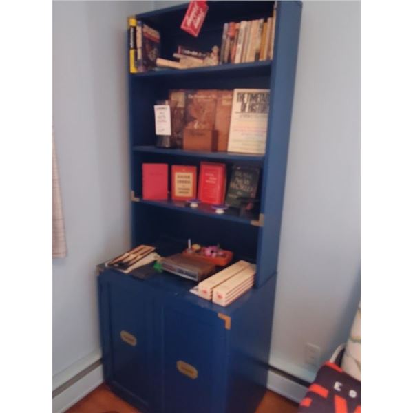 VINTAGE BLUE BEDROOM FURNITURE WITH BRASS TRIM : BOOK UNIT