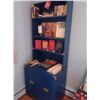 Image 1 : VINTAGE BLUE BEDROOM FURNITURE WITH BRASS TRIM : BOOK UNIT