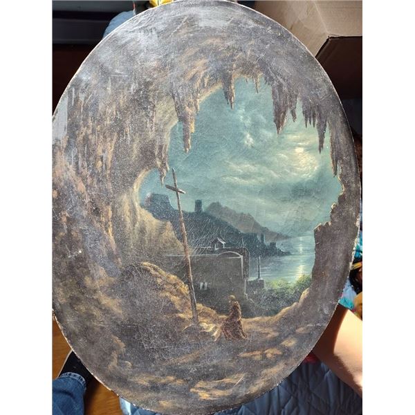VERY EARLY OIL PAINTING ON CANVAS PAINTING