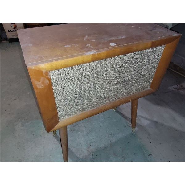 RARE TURN OF THE CENTURY WOOD SPEAKER ON LEGS