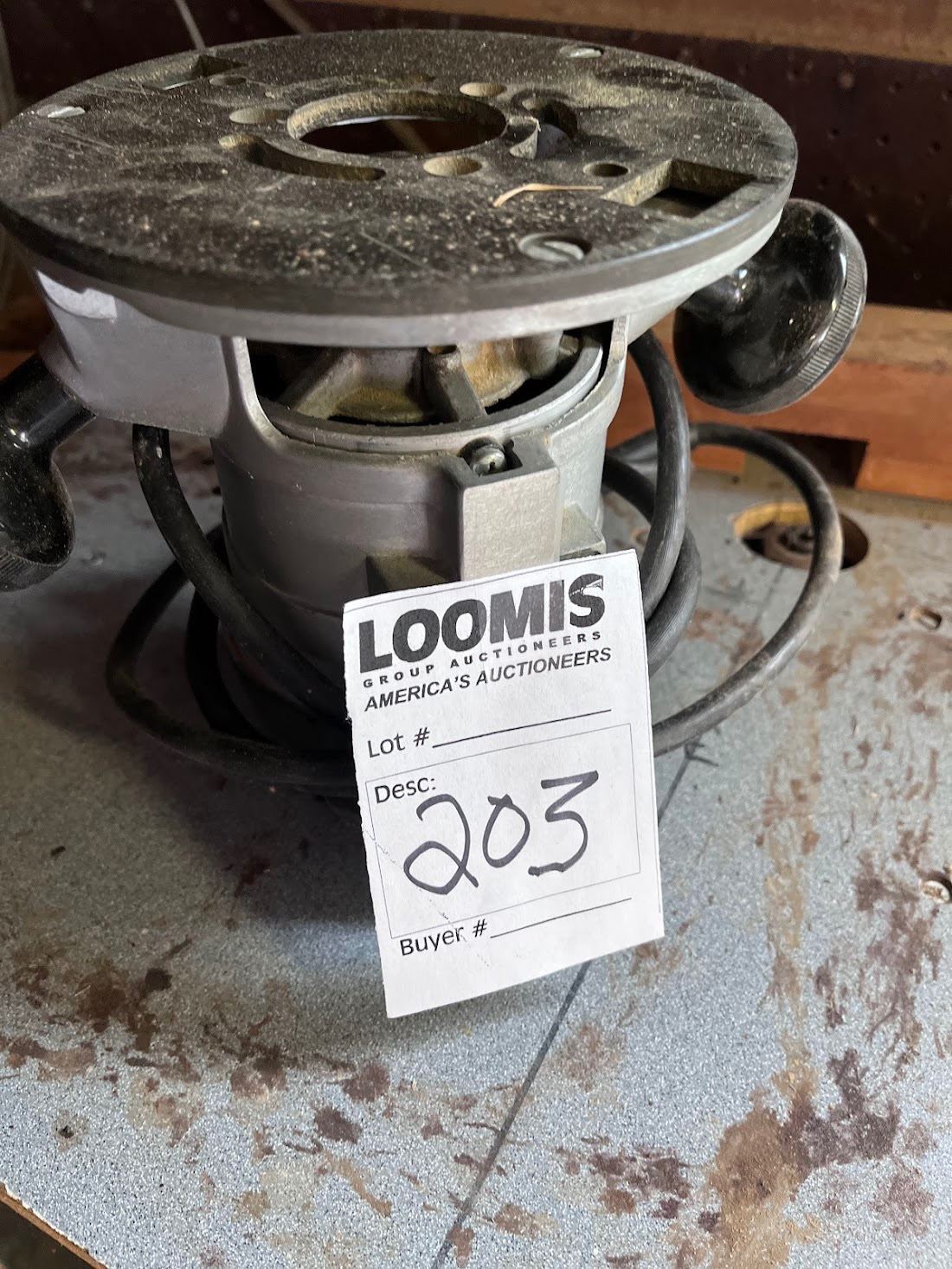 PORTER CABLE ROUTER MOUNTED IN STAND WITH EXTRA ROUTER (RUNS)