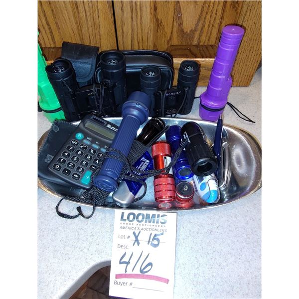 APPROX. 15 PIECE LOT OF ELECTRONICS AND BINOCULARS