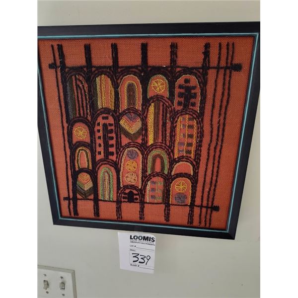 TURN OF THE CENTURY FRAMED FABRIC /STRING ART