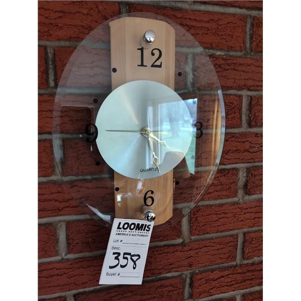 GLASS/ WOOD  WALL CLOCK