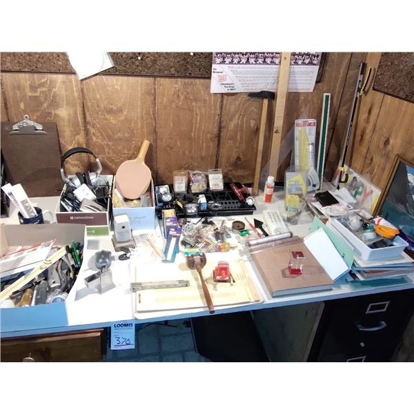 HUGE WORK TABLE LOT OF TOOLS,ELECTRONICS , STATIONARY , ECT