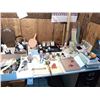 Image 1 : HUGE WORK TABLE LOT OF TOOLS,ELECTRONICS , STATIONARY , ECT