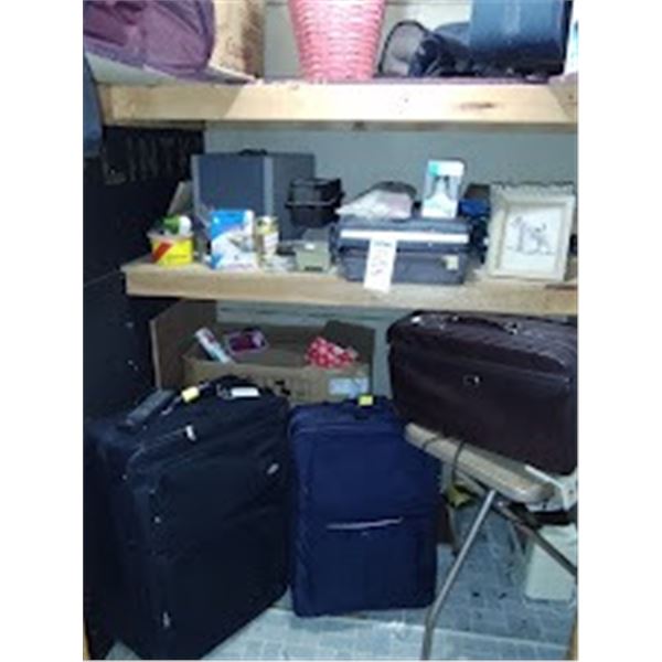 CLOSET LOT OF LUGGAGE AND MISC