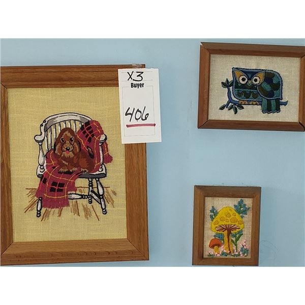 S/2 VINTAGE FABRIC ART