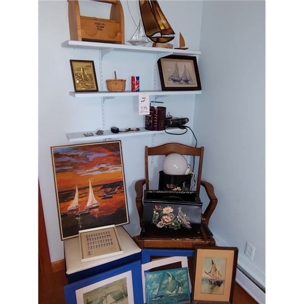 VINTAGE ART & OTHER ITEMS ( CHAIR NOT INCLUDED )
