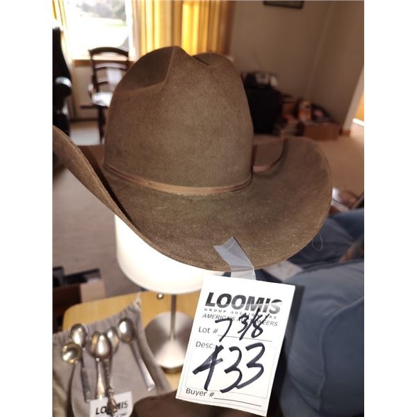 BROWN FELT WESTERN DRESS HAT 7 3/8