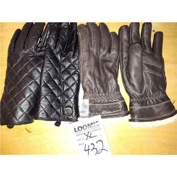 S/2 DESIGNER LEATHER  DRESS GLOVES XL HESTRA & MK( MAYBE NEW)