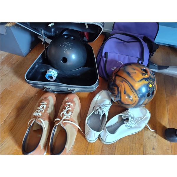 VINTAGE MEN'S & LADIES BOWLING BALLS & SHOES