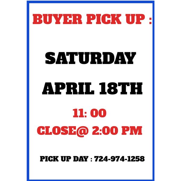 PICK UP SCHEUDLE / DAY