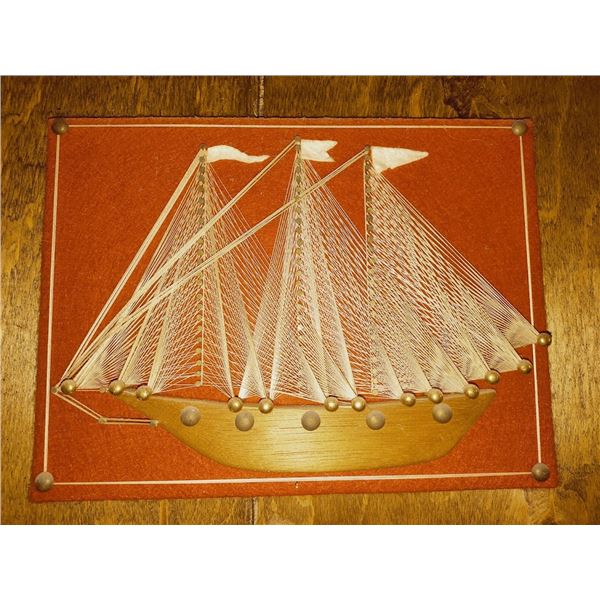VINTAGE STRING ART SHIP WALL ART