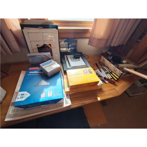 LOT OF TOOLS AND STATIONARY ITEMS