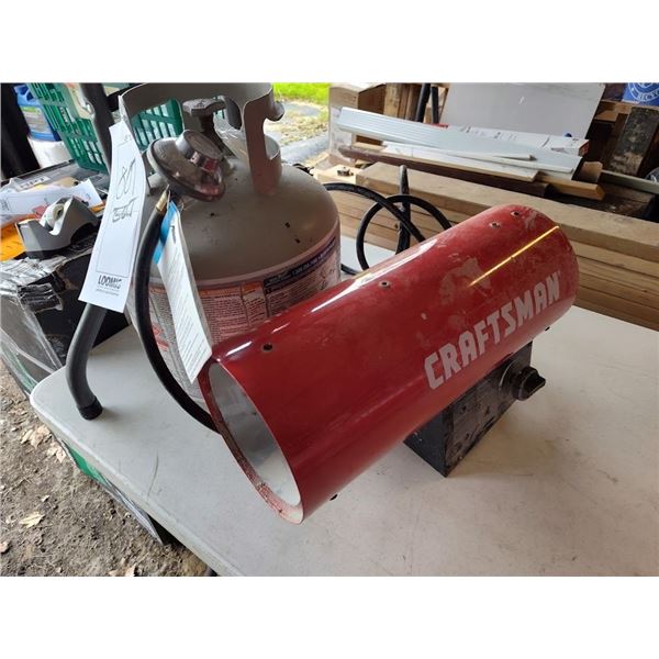 CRAFTSMAN HEATER UNIT WITH PROPANE TANK IN GOOD CONDITION