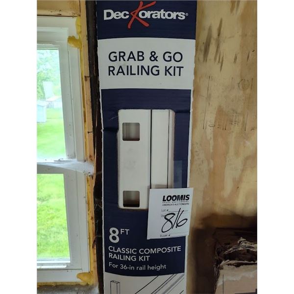 NEW 8 FT WHITE COMPOST RAILING KIT (BRAND: DEKORATORS) (IN SEALED BOX)