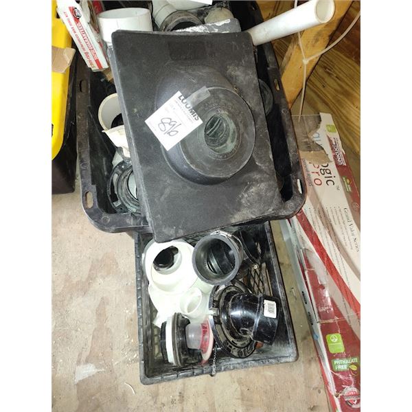 TUB AND CRATE OF NEW PVC FITTINGS