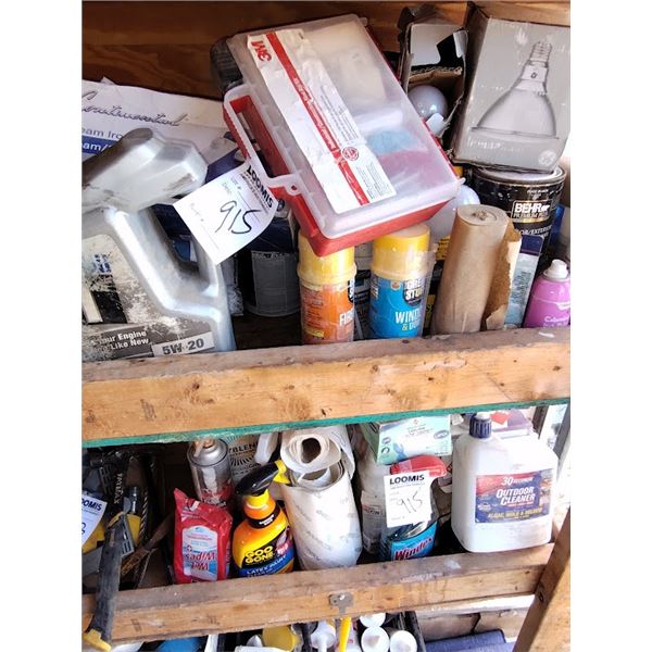 2 SHELVES OF LIQUID PRODUCTS MANY ARE FULL