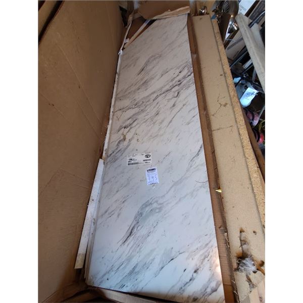NEW WHITE MARBLE FINISH COUNTER TOP (APPROX. 8 FT BY 26.5"