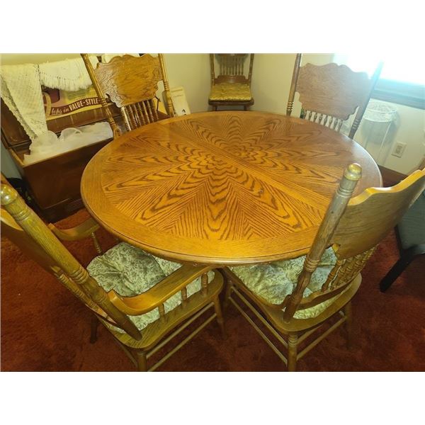 7 PIECE SOLID OAK DINING SET
