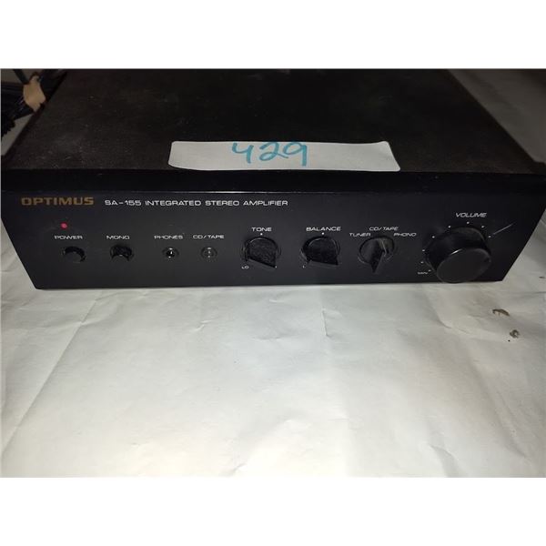 Optimus SA-155 Integrated Stereo Amp (powers up)