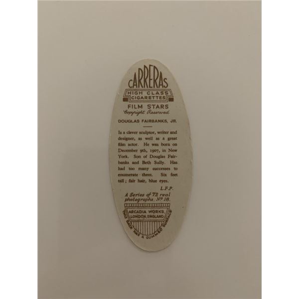 Douglas Fairbanks Jr. unsigned cigarette card