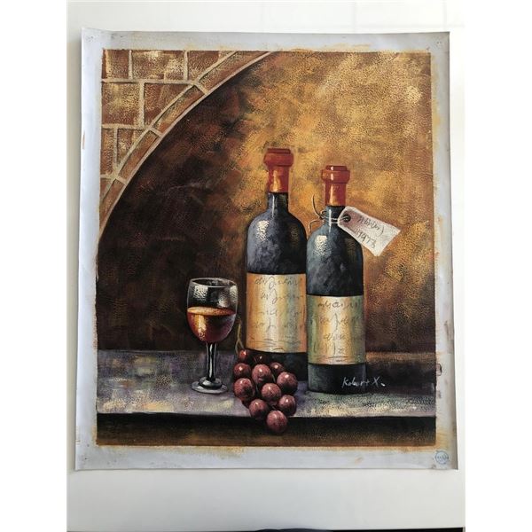 Wine and Grapes Still Life original painting on canvas