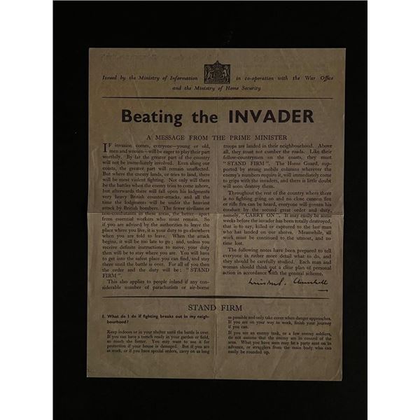 Vintage Reprint British War Office Letter to Civilians