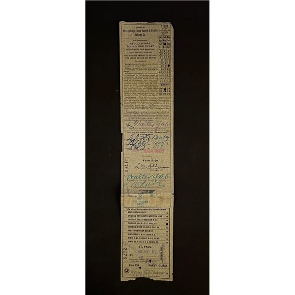 1924 Stamped Chicago Rock Island and Pacific Railway Ticket
