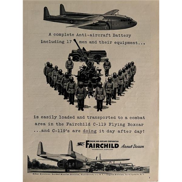 Fairchild Aircraft advertisement. 9x11 inches