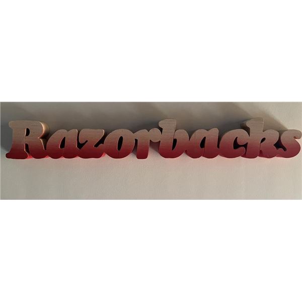 Arkansas Razorbacks wood block sign. 2x14 inches