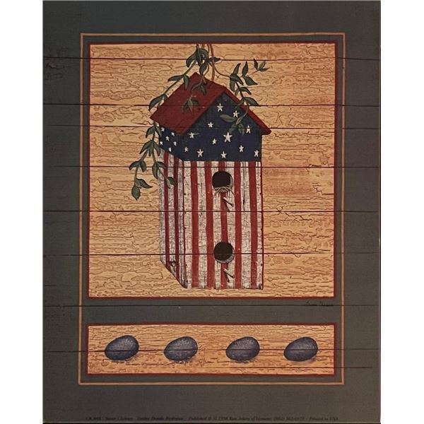 Country Folk Art USA Birdhouse Art Print
