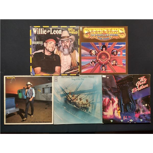 5 VINYL RECORD LOT – OUTLAW & MAINSTREAM COUNTRY / 1970S–1980S