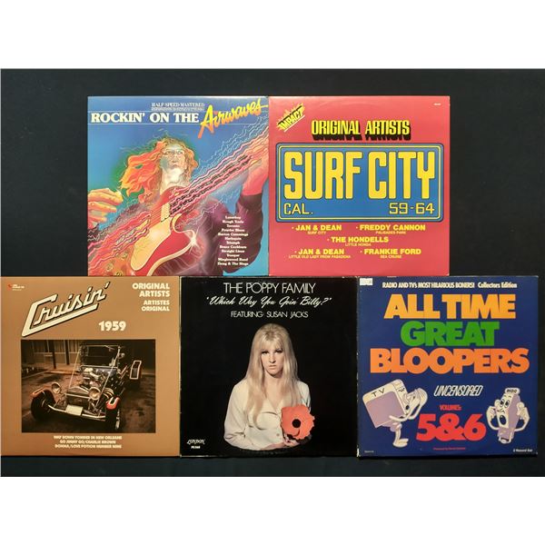 5 VINYL RECORD LOT – ROCK / SURF / POP COMPILATIONS