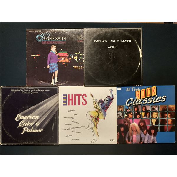 5 VINYL RECORD LOT – ROCK & COUNTRY / EMERSON LAKE & PALMER / 1960s–1980s / PROG &