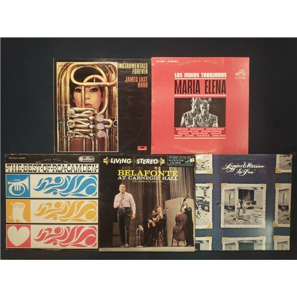 5 VINYL RECORD LOT – EASY LISTENING, FOLK & POP / HARRY BELAFONTE, LOGGINS & MESSINA / 1950