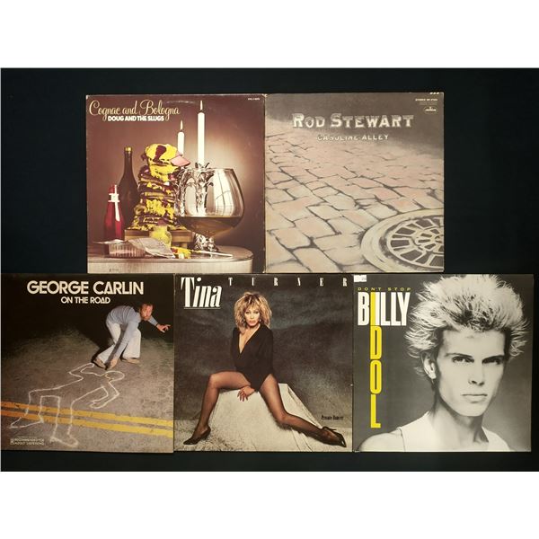 5 VINYL RECORD LOT – ROCK & COMEDY / ROD STEWART, TINA TURNER / 1970s–1980s / CLAS
